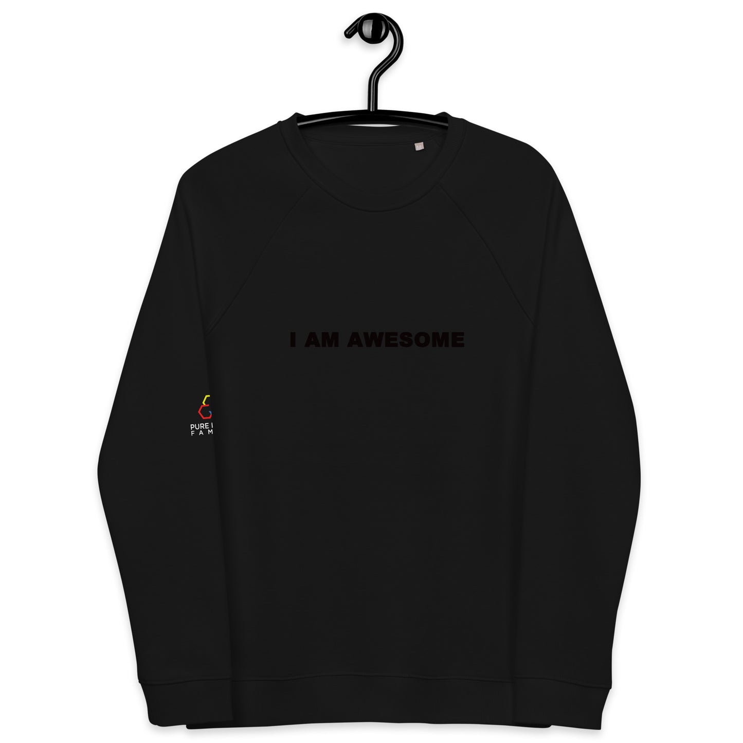 I AM AWESOME - Unisex organic raglan sweatshirt