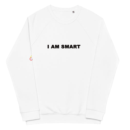 I AM SMART - Unisex organic raglan sweatshirt